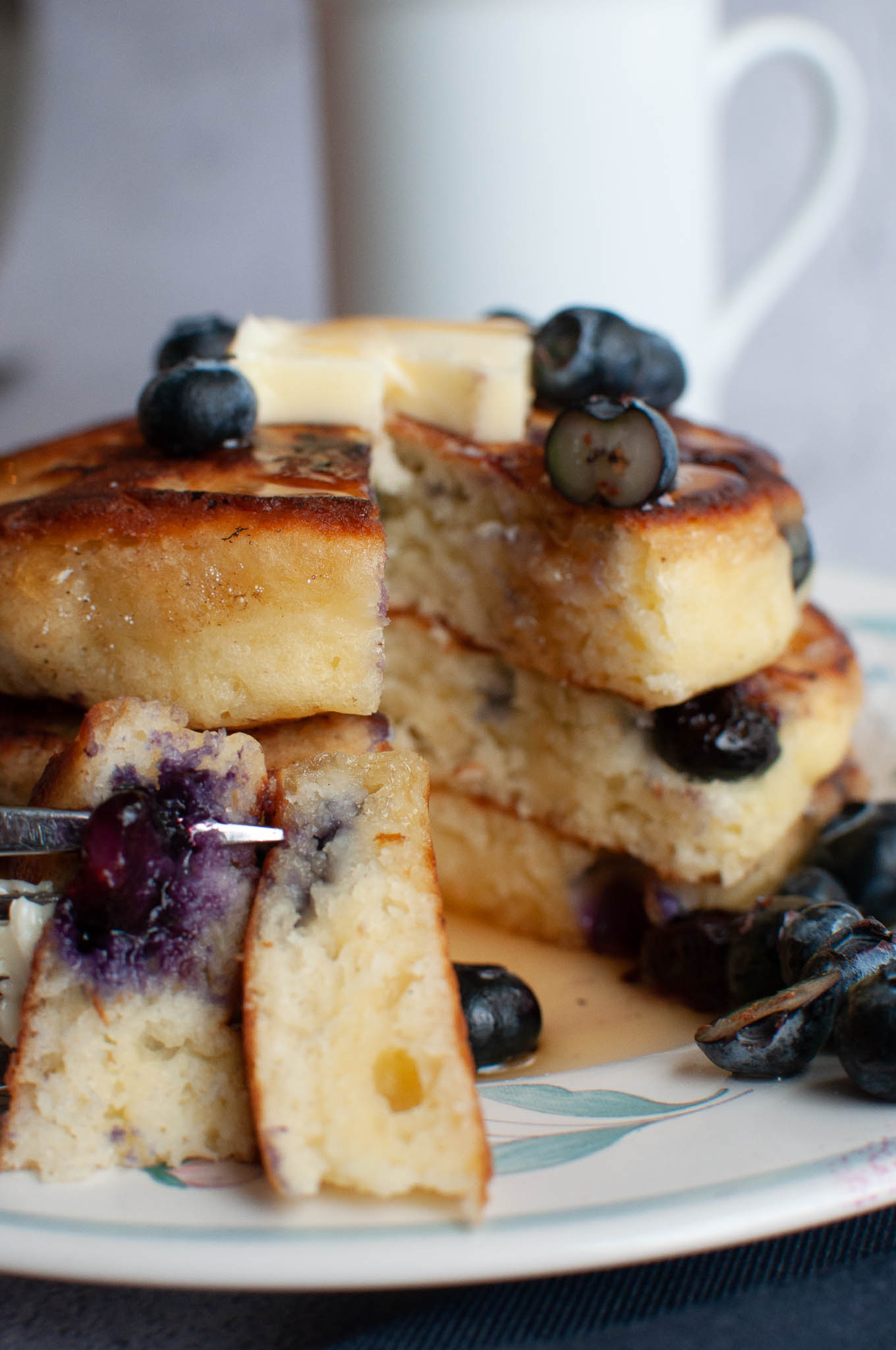 Blueberry Sour Cream Pancakes - Eating Between the Lines